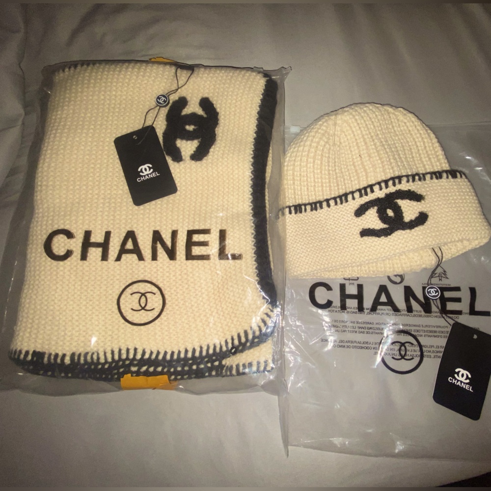 Chanel Beanie and Scarf Set
